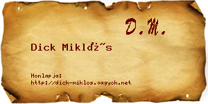 Dick Miklós névjegykártya